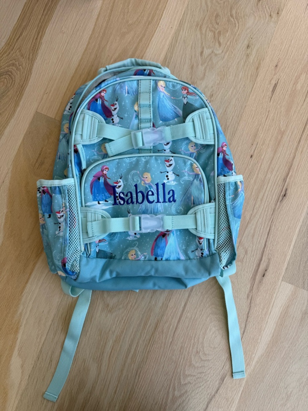 Disney Mint Blue Frozen Character Kids Backpack Large embroidered name Isabella - Picture 15 of 15